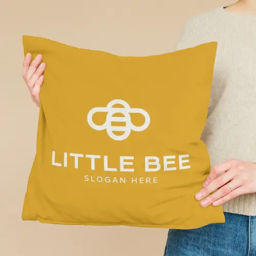 Pillow Minimalist Little Bee Logo Mockup