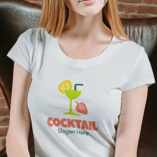 T-shirt Juice and Cocktail Bar Logo Mockup