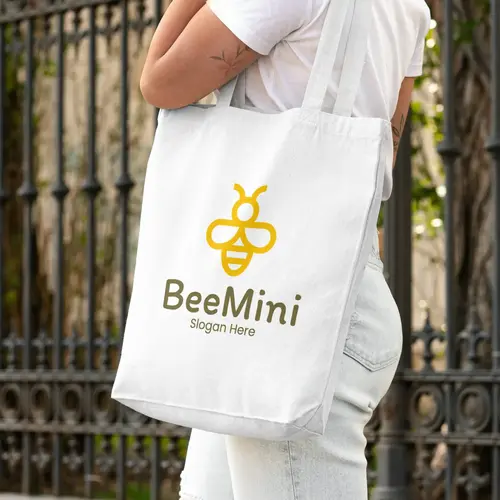 Tote Bag Minimalist Bee Logo Mockup