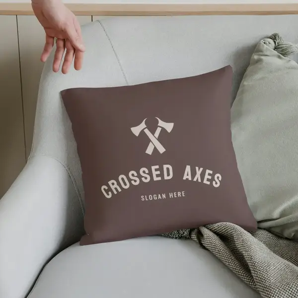 Pillow Free Crossed Axes Logo Mockup