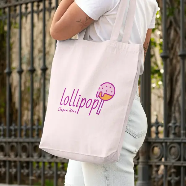 Tote Bag Free Lollipop Candy Logo Mockup