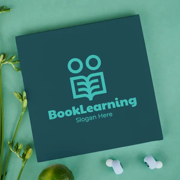 Card Book and Learning Logo Mockup