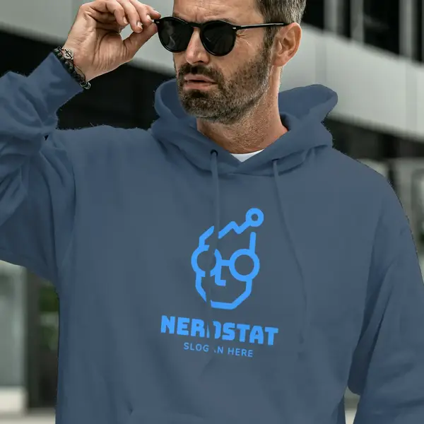 Hoodie Nerd Man Analytics Logo Mockup