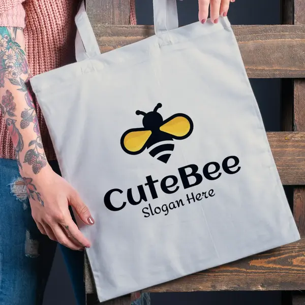 Tote Bag Adorable Back Bee Logo Mockup